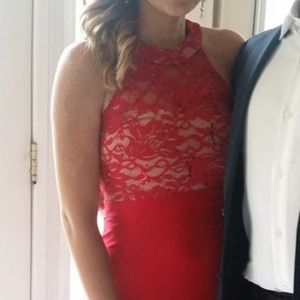 Beautiful red and nude lace gown size 3/4